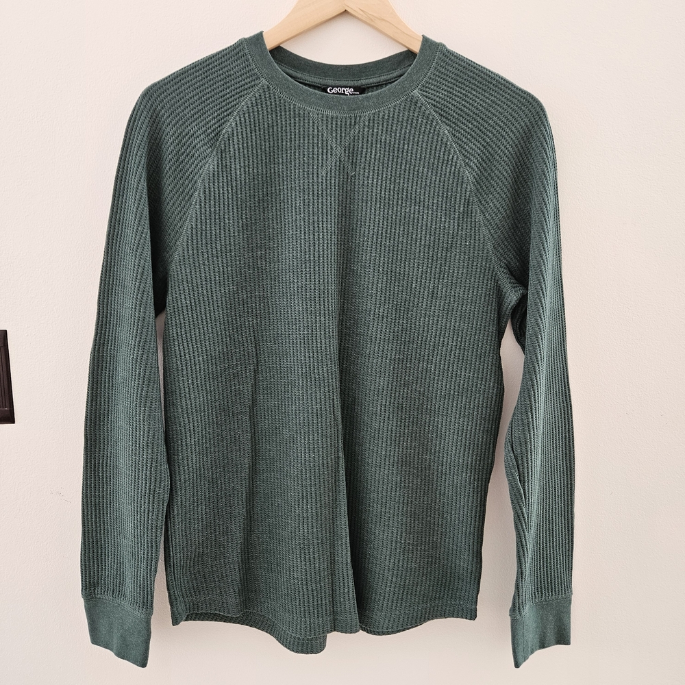 George Green Waffle Knit Long Sleeve Shirt | Men’s Small